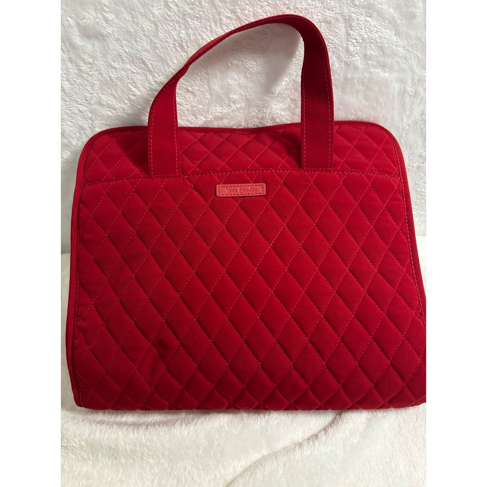 Vera Bradley Red Quilted Cotton Hanging Travel Organizer Toiletry Makeup Bag